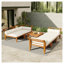Ensemble de canapé de patio 6 pièces, ensemble de conversation modulaire d'extérieur en bois d'acacia, ensemble de conversation en forme de L, lit de jour convertible avec table à thé, repose-pieds, 5 coussins et coussins, teck et beige