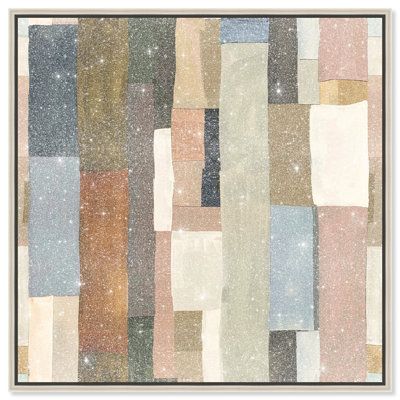 Beige Blocks II Canvas Abstract Print by Oliver Gal, Black Frame, 12 x 12