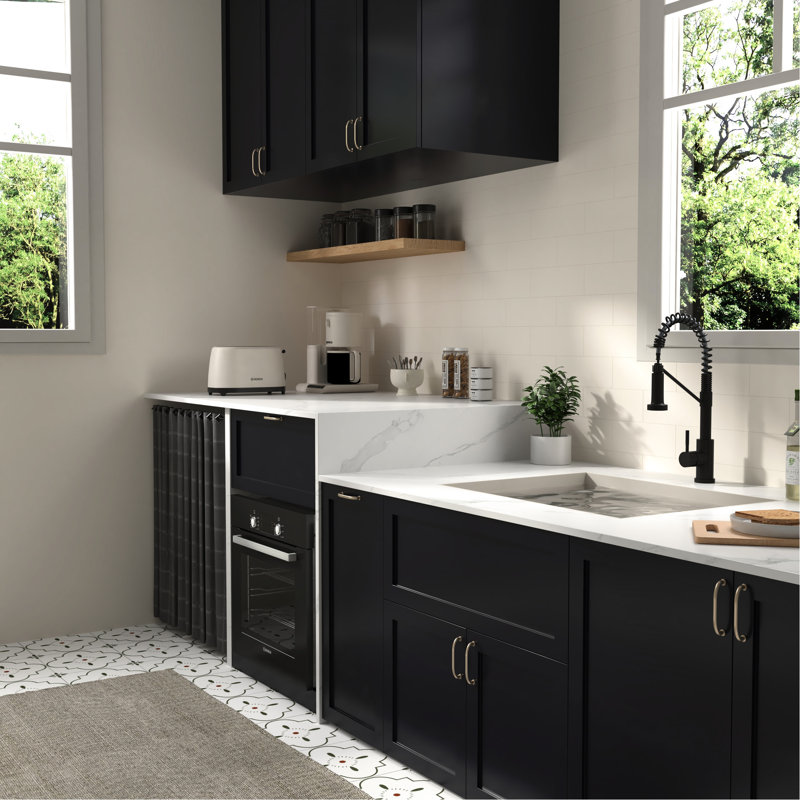 Sleek 19" Single Handle Kitchen Faucet - Matt Black Finish, Stainless Steel 304 With For A Contemporary Bathroom, Matte Black