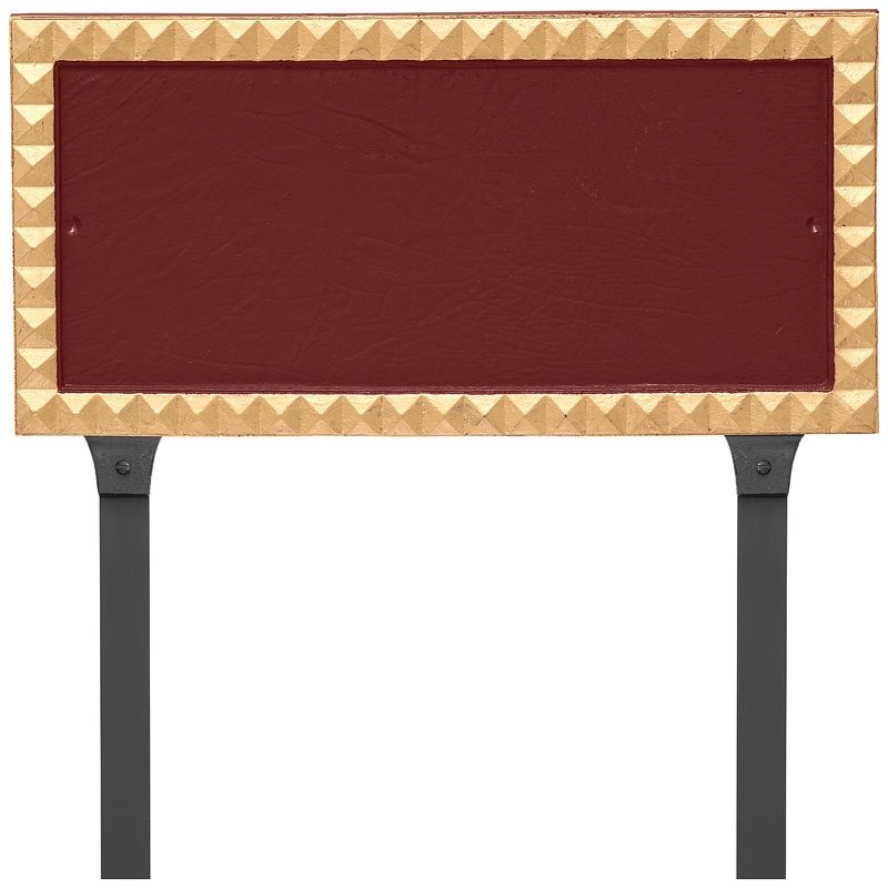 Plaque d'adresse sur une ligne rectangulaire avec piquets de pelouse Cairo, Rouge brique / Or, Oui