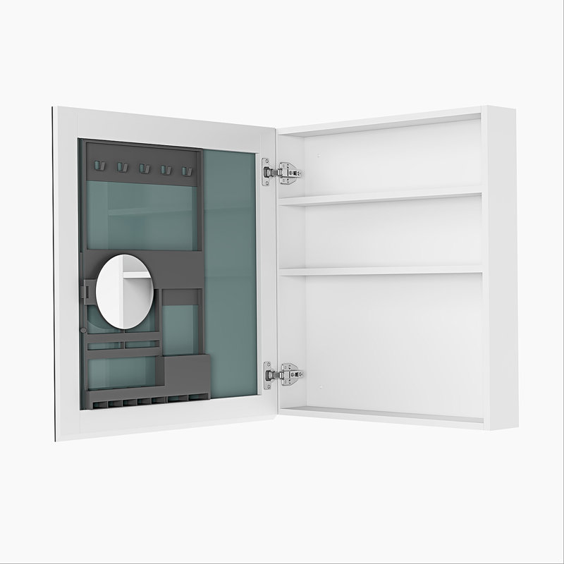 Armoire à pharmacie avec miroir à bords biseautés, porte à ouverture à gauche et porte sans cadre l 24 po x H 26 po
