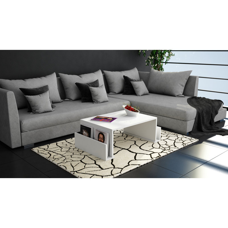 Table basse avec rangement Carrine, Blanc