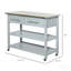 Îlot de cuisine avec plateau en acier inoxydable, îlot de cuisine traditionnel avec rangement, 2 tablettes ouvertes, tiroirs, gris clair