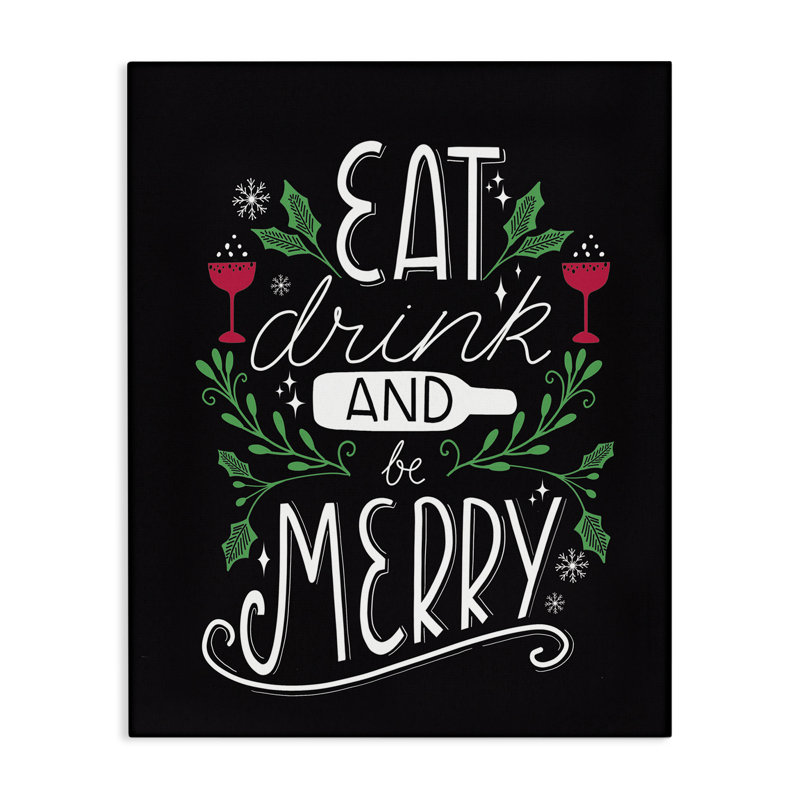 "Eat Drink and Merry Xmas", art mural par Louise Allen Designs, H 20 po x l 16 po