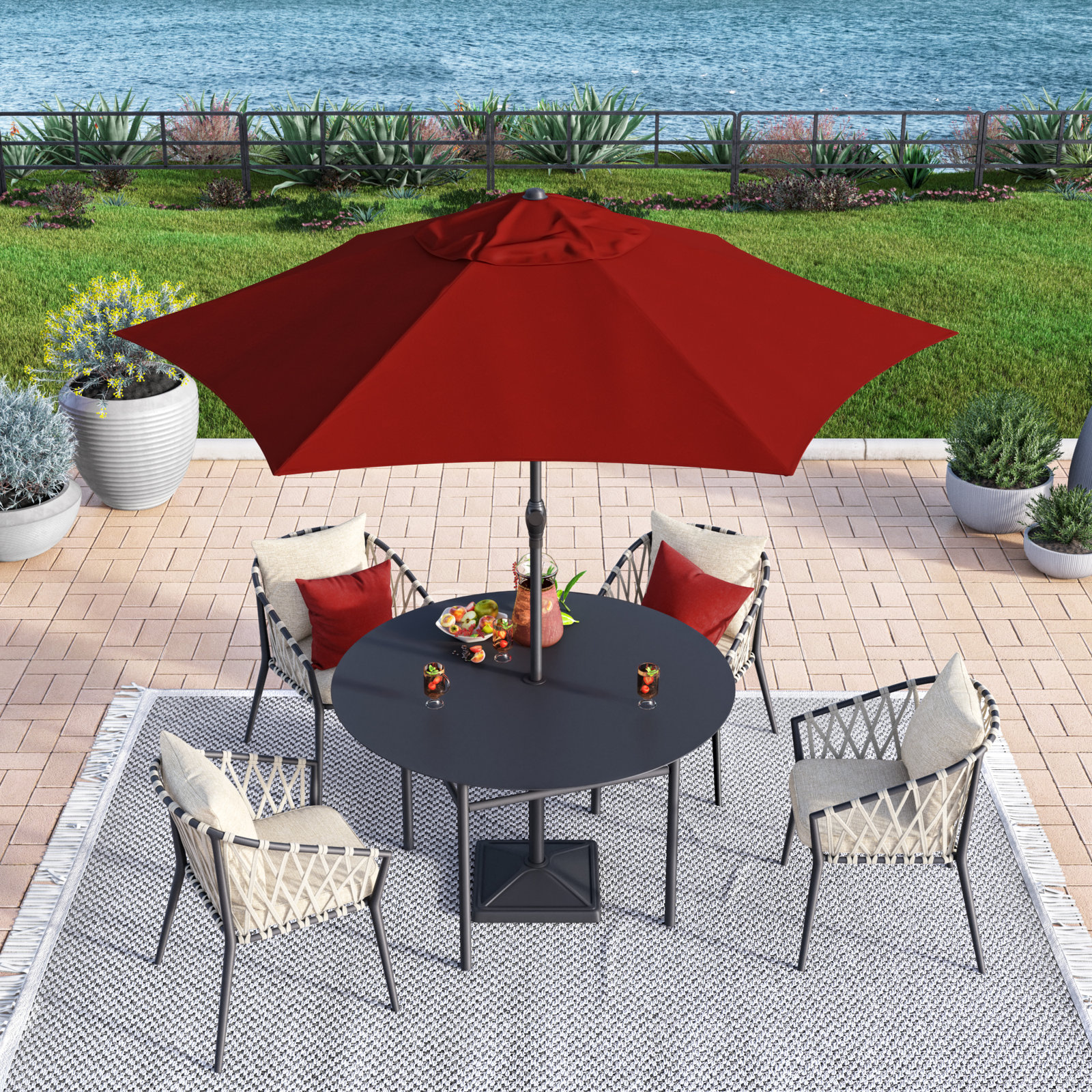 Toscana 108'' Outdoor Umbrella, Brick Red