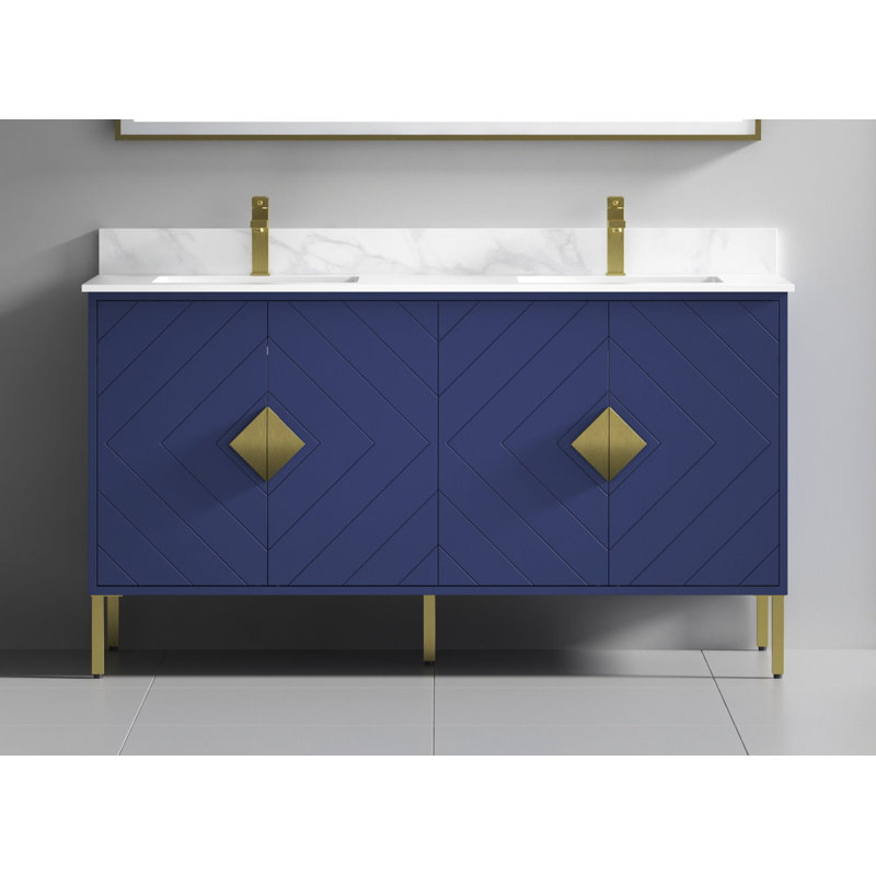 60'' Double Bathroom Vanity with Acrylic Top