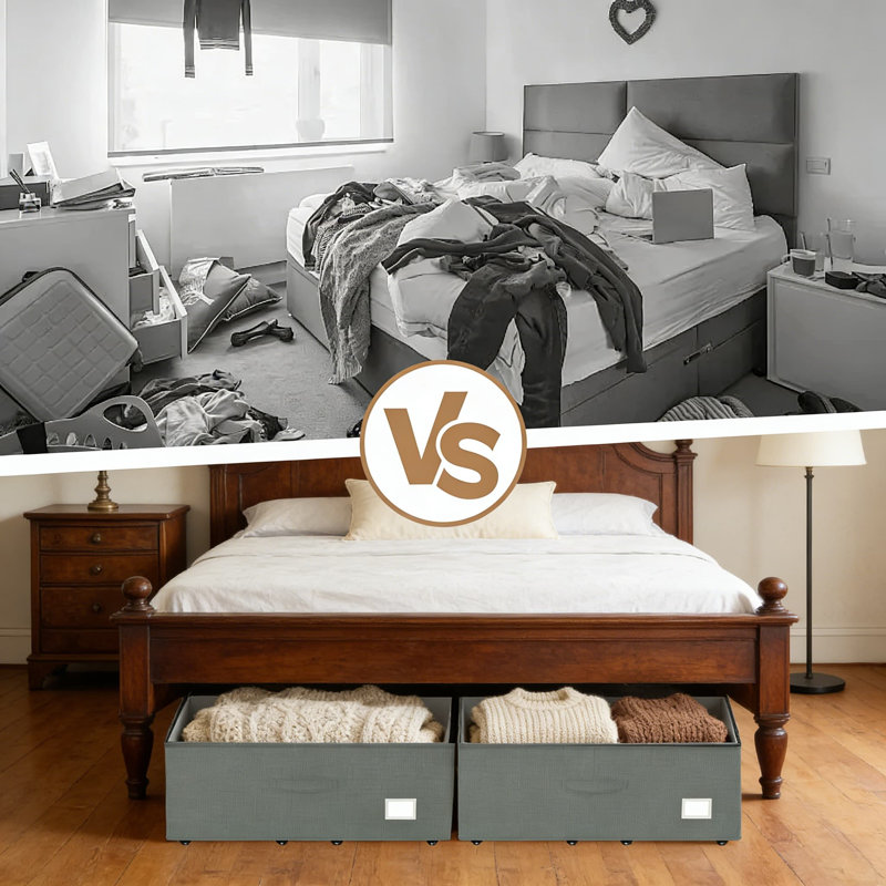Under Bed Storage Containers With Wheels, 2-Pack Rolling Underbed Storage Drawers, No Assembly Required, Heavy-Duty Fabric With Clear Lid For Clothes, Shoes, Blankets, And Toys