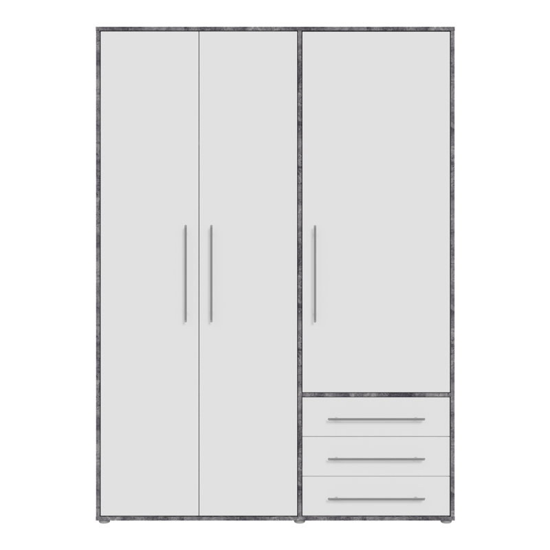 Takeem Manufactured Wood Wardrobe, Concrete/White