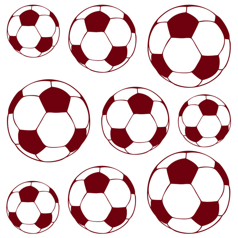 Adhésif décoratif ballons de soccer, H 20 po x l 20 po x P 0,01 po, Bourgogne