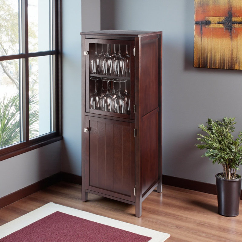 Dominguez 2-Section Storage Cupboard in Walnut Finish, 47.28'' H X 17.13'' W X 15.58'' D