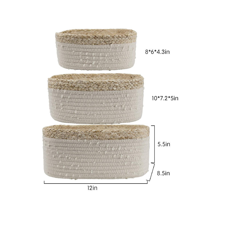 Ensemble de panier pour lit de bébé, Blanc / Naturel