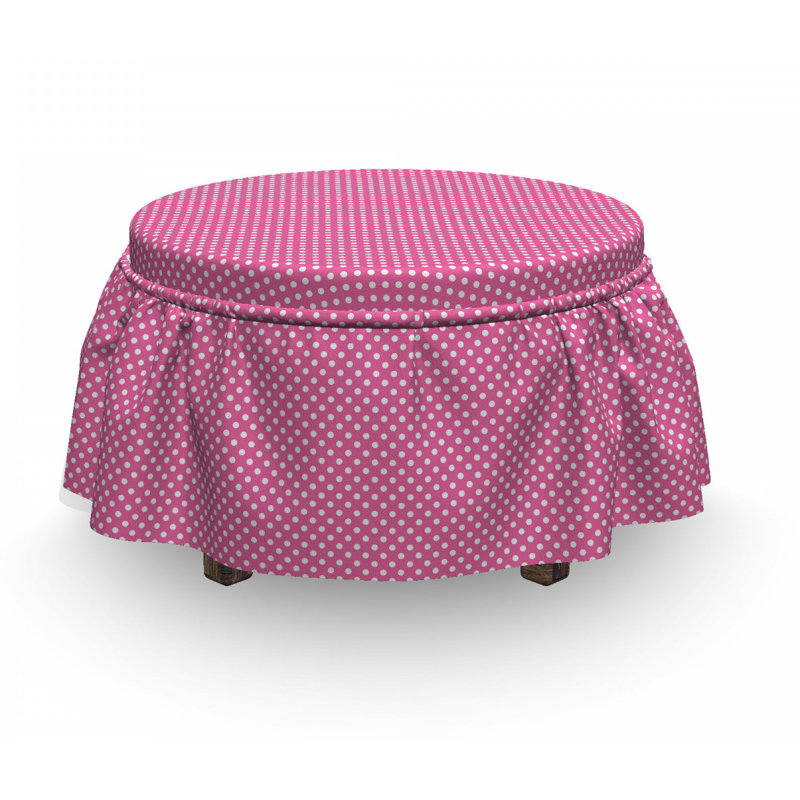 Housse pour décoratif repose-pieds, Teintes rose / blanc