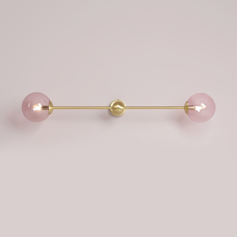 Hejira Steel Flush Mounted Sconce, brass, Pink, 14cm H x 89cm W x 22cm D