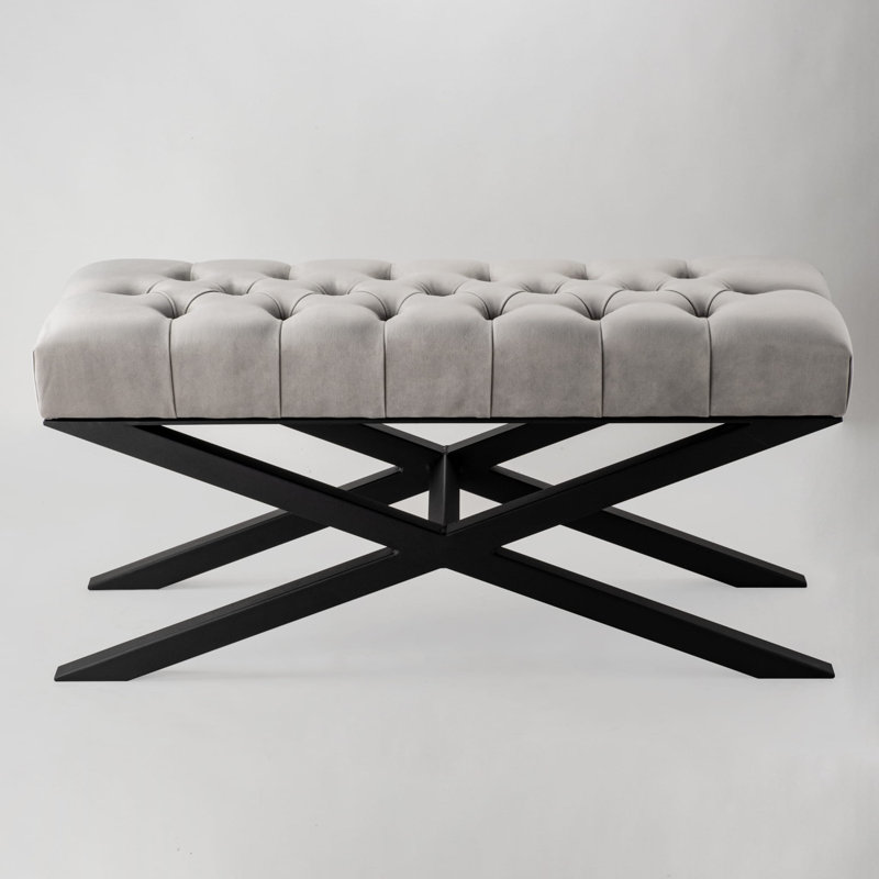 Laffoon Velvet Upholstered Bench, H45 x W80 x D40cm, Grey