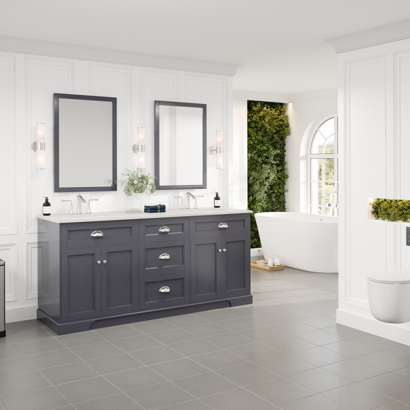 Didomenico 72" Double Bathroom Vanity Set, Brushed Nickel
