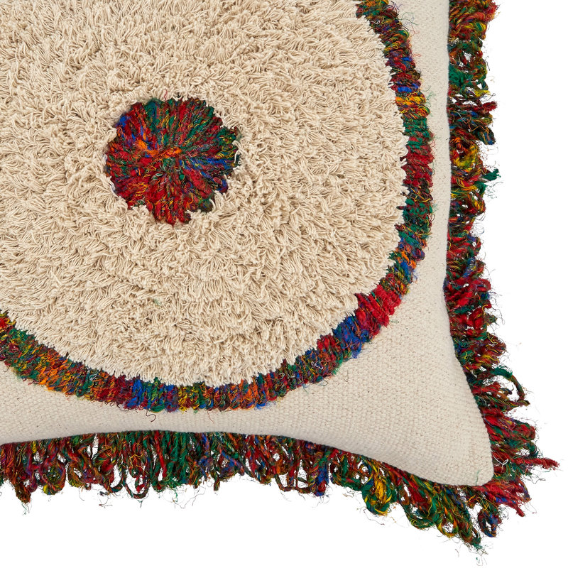 Lucca Multicolor Cotton Boho Circle Pillow Cover