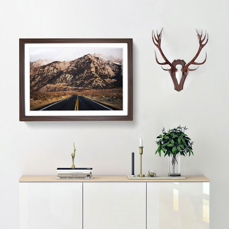 Road to Nevada - Picture Frame Painting Print, 27cm H x 36cm W x 2cm D, Walnut Framed