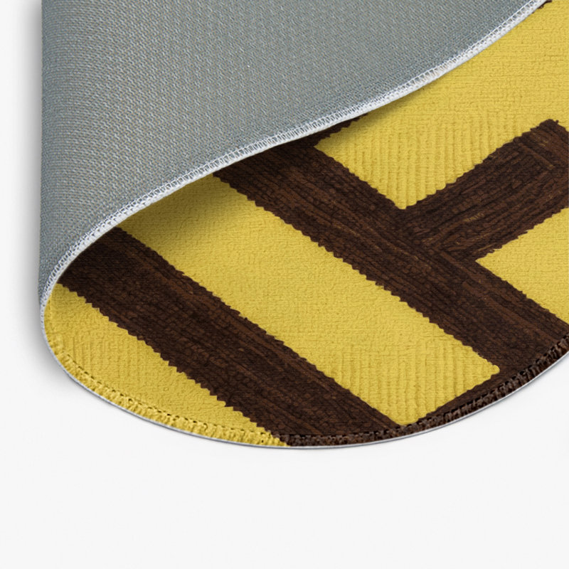 Checkered Brown Indoor and Outdoor Area Rug, Round 5'
