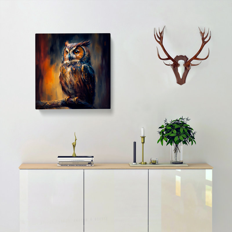 Owl Post-Impressionism - Wrapped Canvas, 35cm H x 35cm W