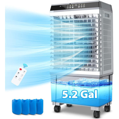 LIFEPLUS Portable Evaporative Air Cooler 1800 CFM with Remote Control, 5.2 Gallon Water Tank
