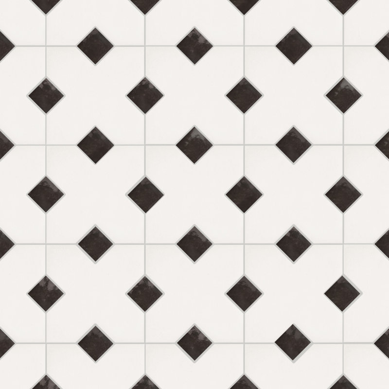 Carreau en porcelaine Cross and Dot, Os/ noir