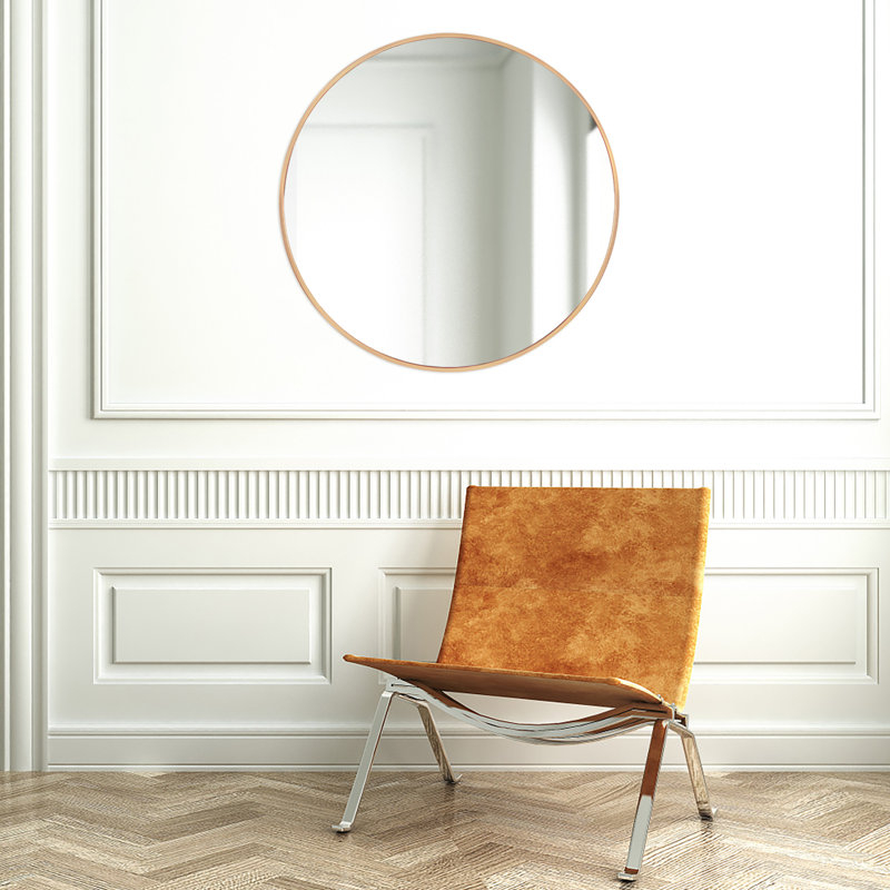 Miroir de salle de bain Lafonda, Or, 36 po x 36 po