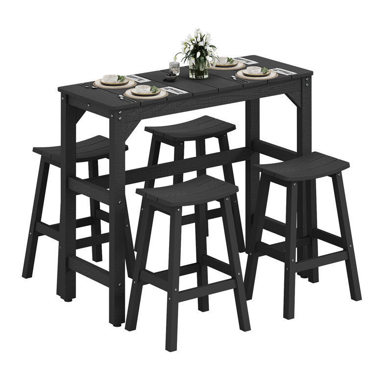 Ensemble de bar de patio 3 pièces, table d'extérieur imperméable pour 2 personnes à hauteur de bar Hanches toutes saisons et tabourets