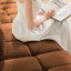 Canapé ergonomique à une place avec repose-pieds, coussins de soutien à haute résilience, méridienne moderne à assemblage facile pour le salon, le bureau, le bureau, orange brûlé