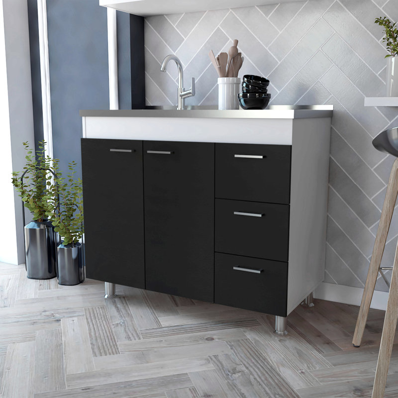 Armoire Ferretti, trois tiroirs, porte double, quatre pieds