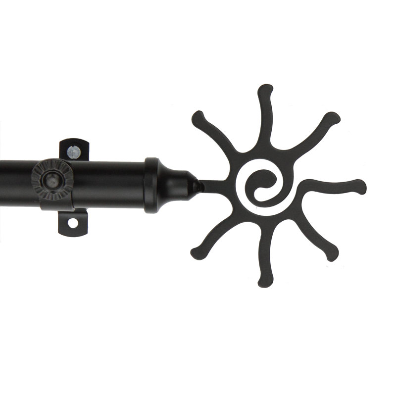 Tringle à rideaux simple à 4 côtés Neppie Sun, 18 po à 28 po (chaque côté), Noir