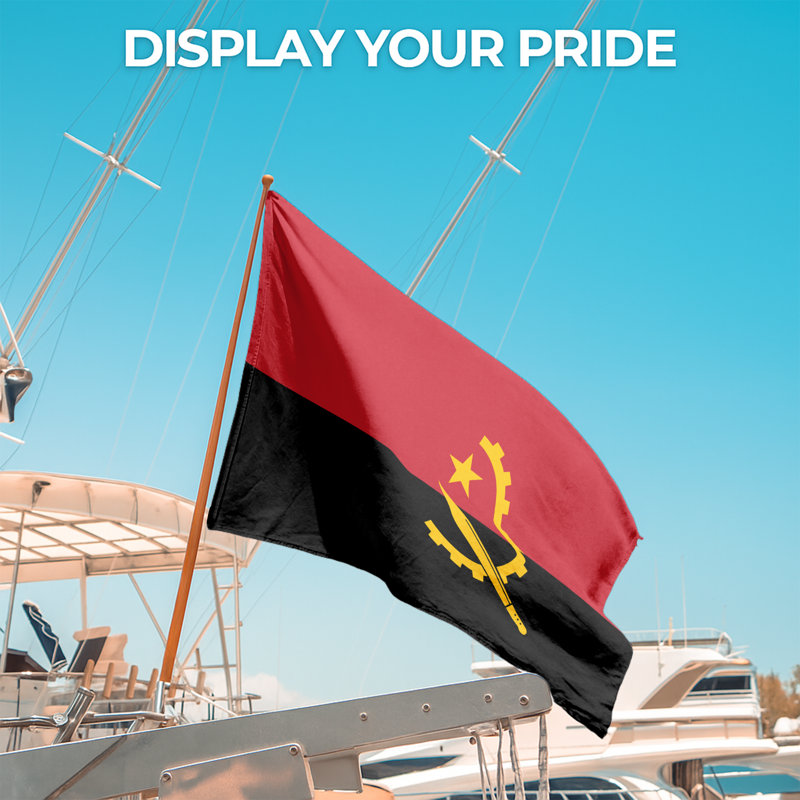 Drapeau d'extérieur de l'Angola (90 x 150 cm) - Polyester résistant et inaltérable, double couture, œillets en laiton - Impression HD - Fabriqué aux États-Unis