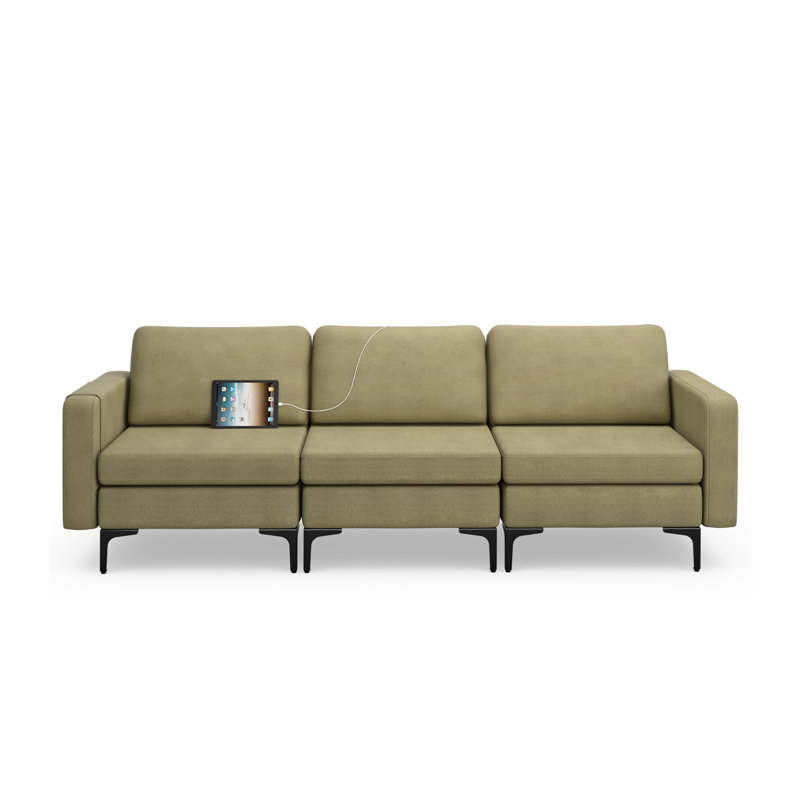 Brackney Upholstered 94.5'' Sofa, Green Linen Blend
