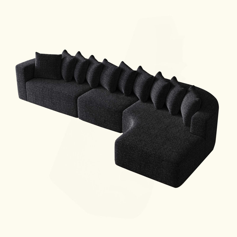 Ensemble de canapé modulaire en chenille, canapé incurvé moderne en forme de nuage, comprend 10 coussins, canapé d'angle en tissu de salon, canapé modulaire en forme de L (méridienne droite)