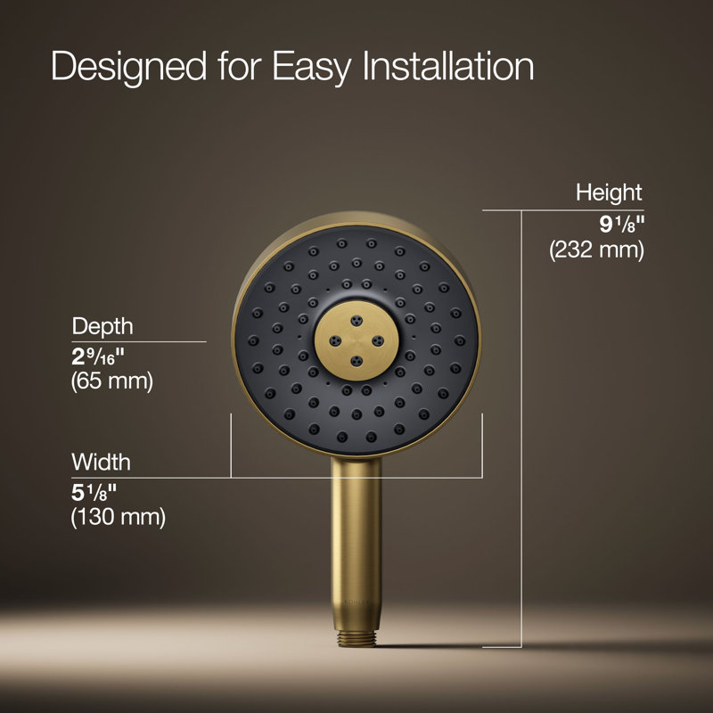 Statement 2.5 GPM Round Multifunction Handshower With Katalyst Air-Induction Technology, Vibrant Brushed Moderne Brass