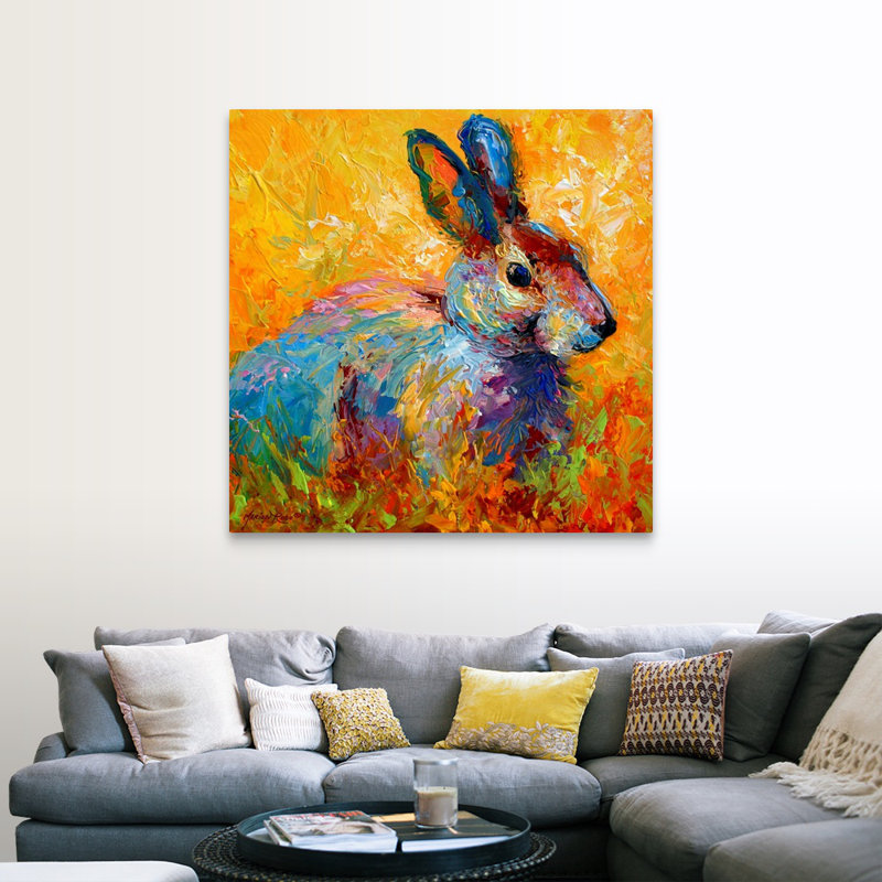 Anke " Forest Bunny " by Marion Rose, 35" H x 35" W x 1.5" D, Wrapped Canvas