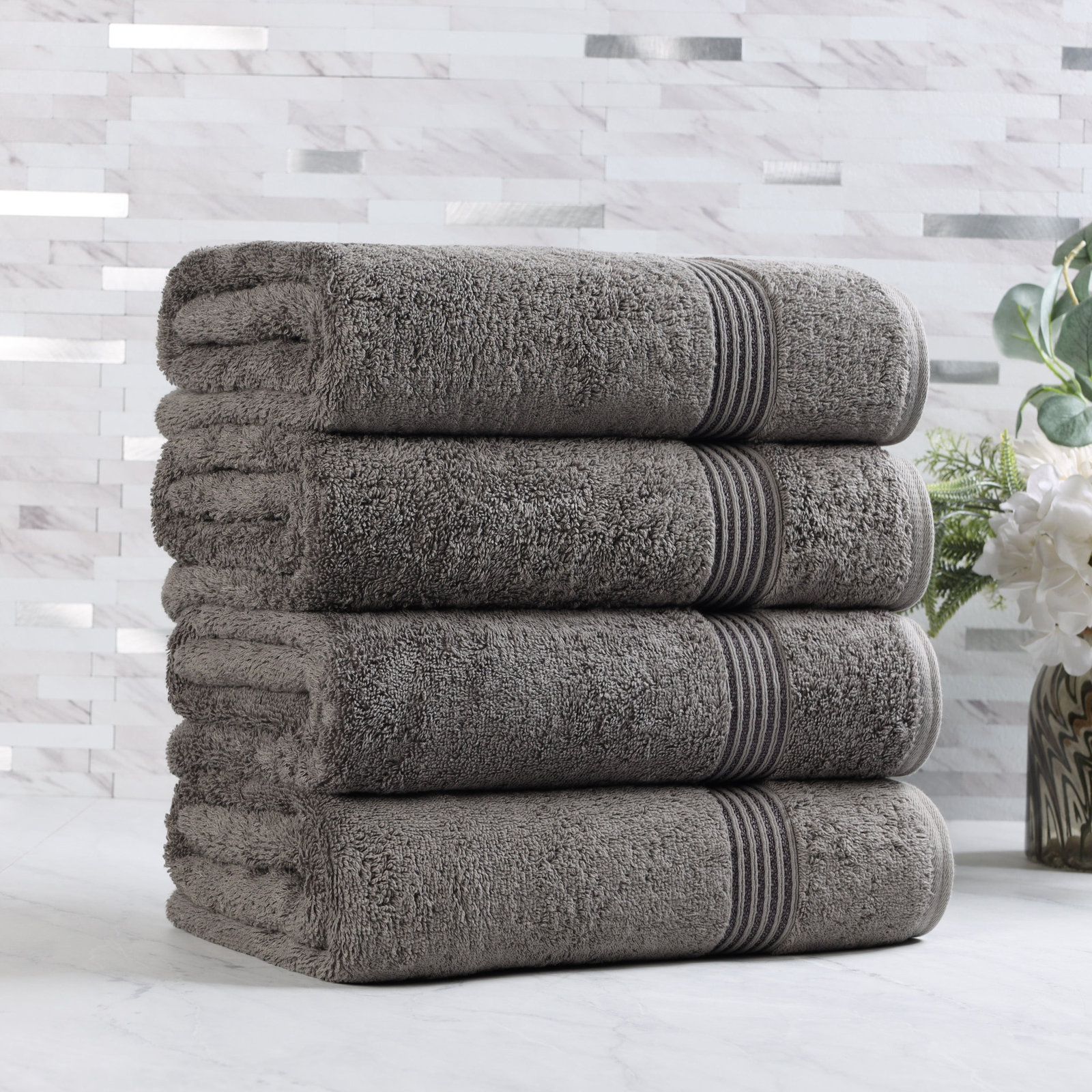 Oleg Egyptian Cotton Bath Towel, Charcoal
