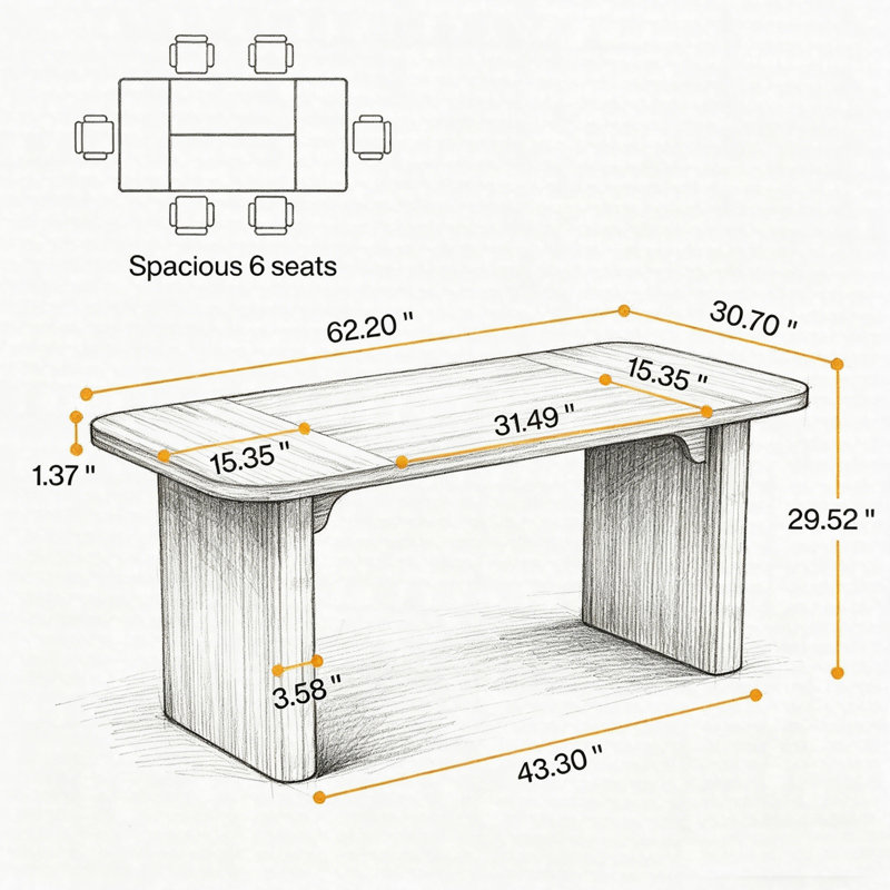 62,2 po. Bureau de direction en bois, table d'écriture rectangulaire simple pour bureau à domicile, Brun rustique