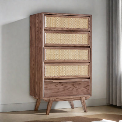 Simple Solid Wood Rattan Accent Chest