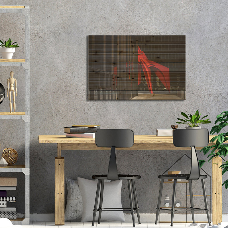 «Chicago City Sculpture Art on Wood» par Alex G Perez, reproduction, H 26 po x l 40 po x P 1,5 po