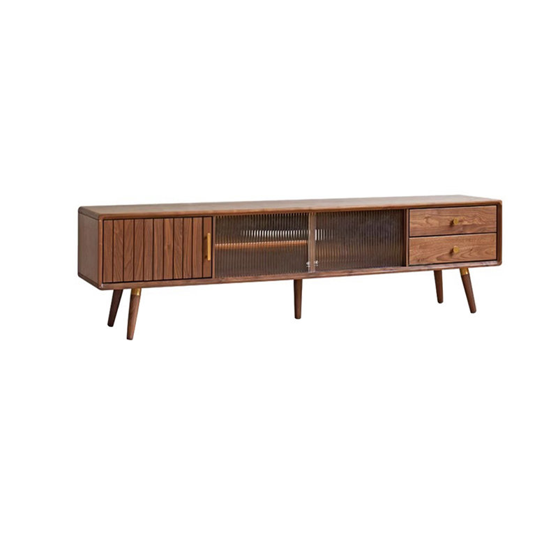 Meuble télé en bois de noyer noir, 70.86"