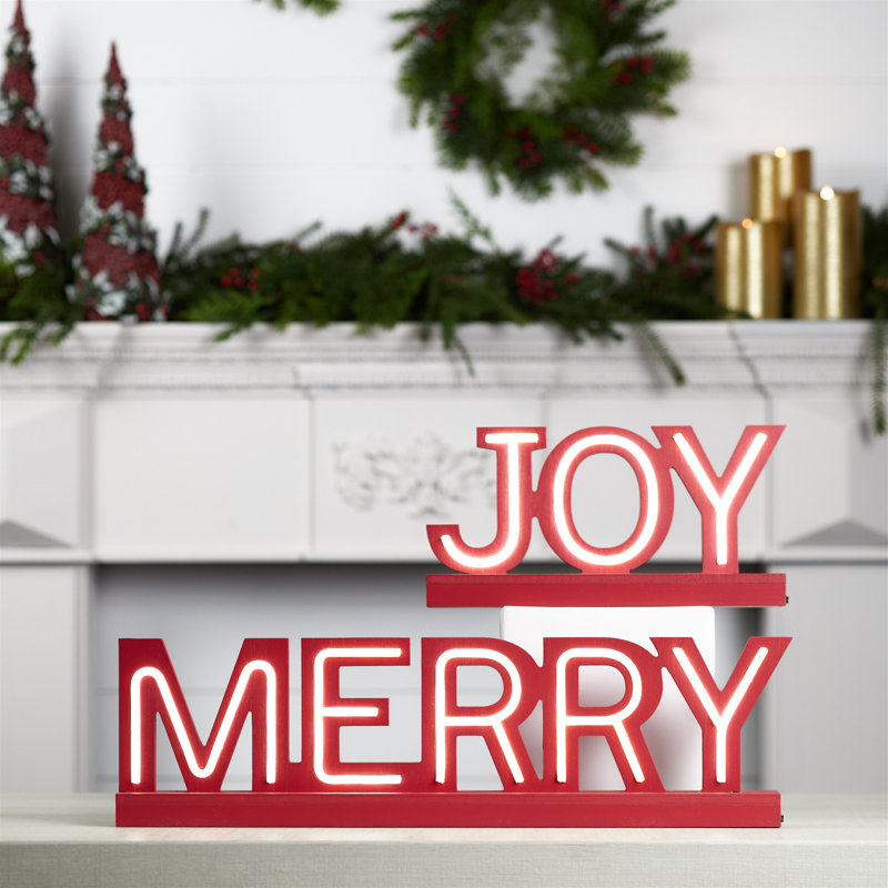 Enseigne de table DEL Joy and Merry (ensemble de 2)