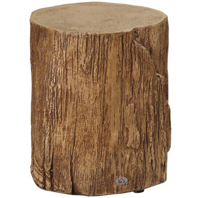 Tree Stump Stool, Decorative Side Table with Round Tabletop, with Wood Grain Finish,Natural by Millwood Pines