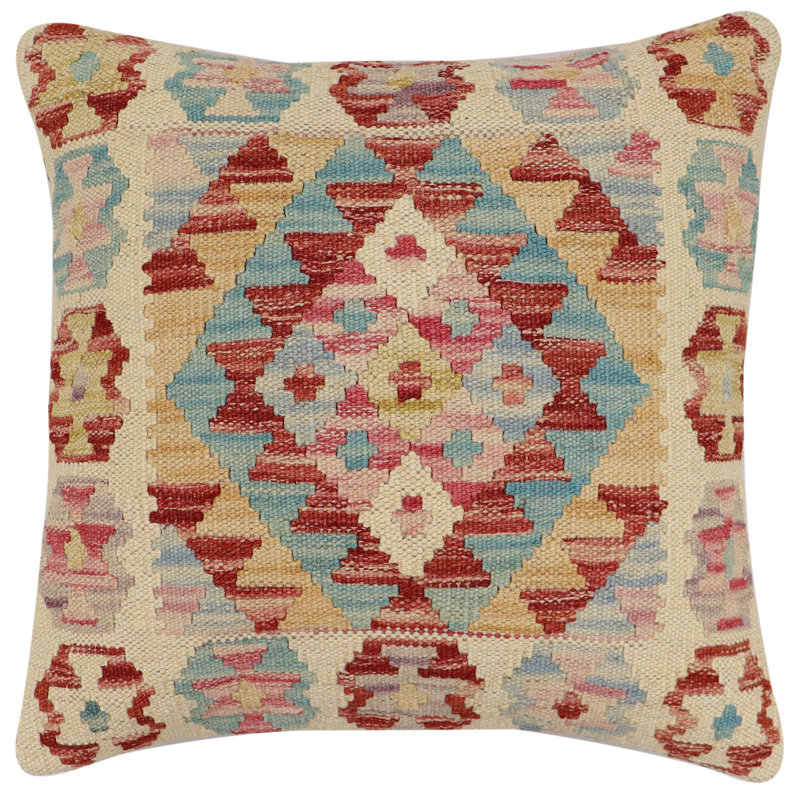 Oreiller rustique en kilim tissé à la main Caballer - 17 po x 18 po Rustic, H 17 po x l 18 po