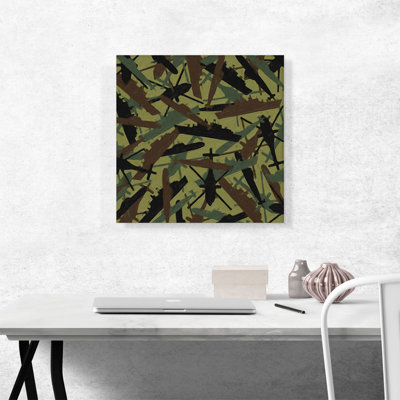 Reproduction de peinture sur toile tendue, bleu marine, vert, brun, noir, camouflage