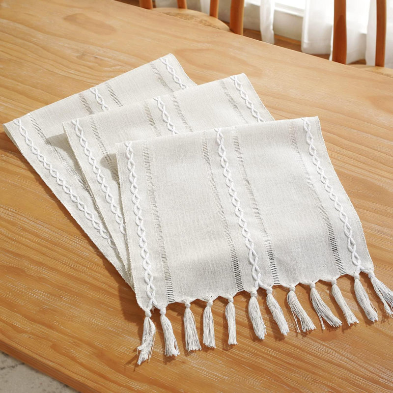 Soly Runner No Pattern Linen Blend Table Runner, 13" W x 72" L