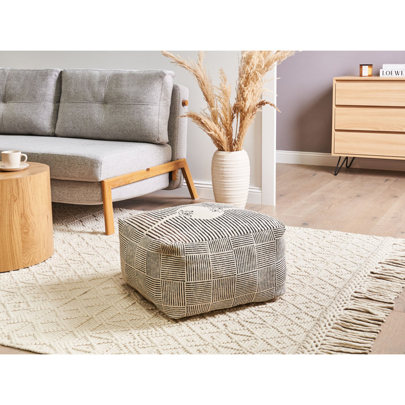 45cm Wide Square Striped Pouffe Ottoman