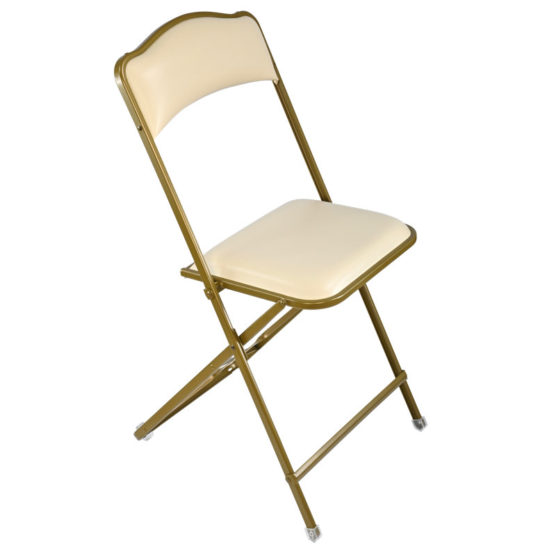 Seated In Style Dining Height Fritz Style Folding Chair With Vinyl Padded  Seats, Gold Almond, 19