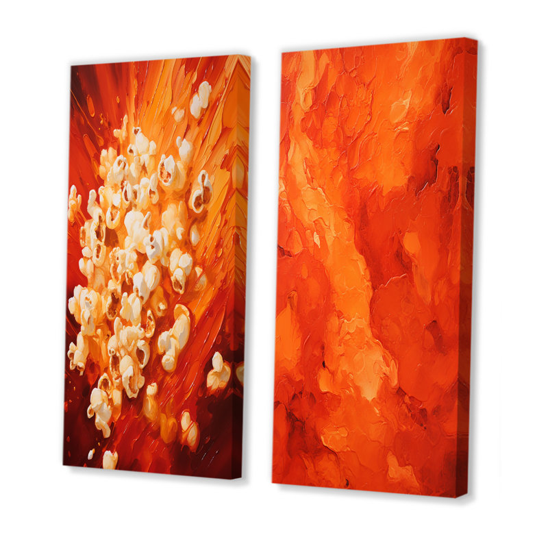 Sizzling Popcorn Symphony - ensemble de 2 décorations murales Popcorn, H 28 po x l 25 po, Toile tendue