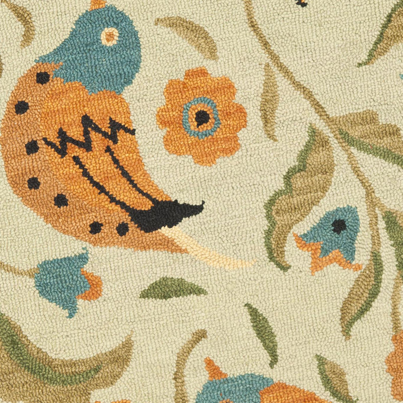 Alston Hand Hooked Wool Floral Rug, Round 4'