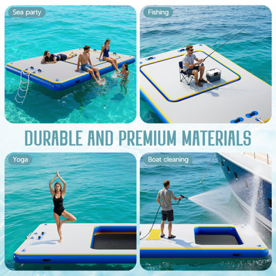 Inflatable Floating Dock Platform Set With 15 Cm Cutout, Brushed Pvc